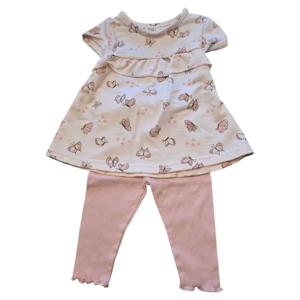 KIT & PEARL Baby Girl's 2 Piece Outfit sz 3-6m